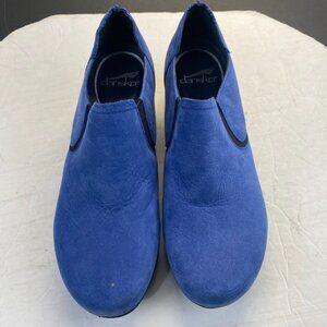 Womens Size 41/10.5-11 Dansko Blue Nubuck Leather Clogs Shoes Slip-On Loafers